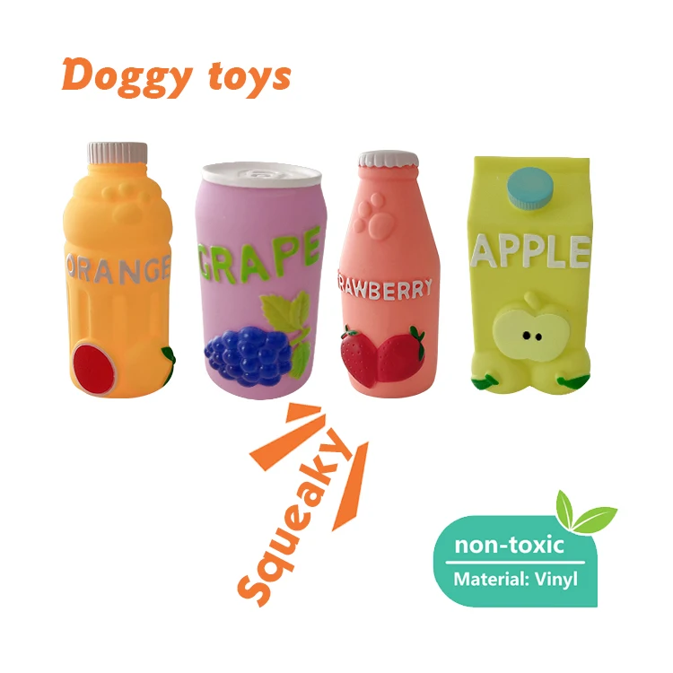 Novelty Small Size Dog Puzzle Chew Toys Assorted Color Fruit Drink Bottle Beer & Soda Pop Squeaky Vinyl Pet Supplies