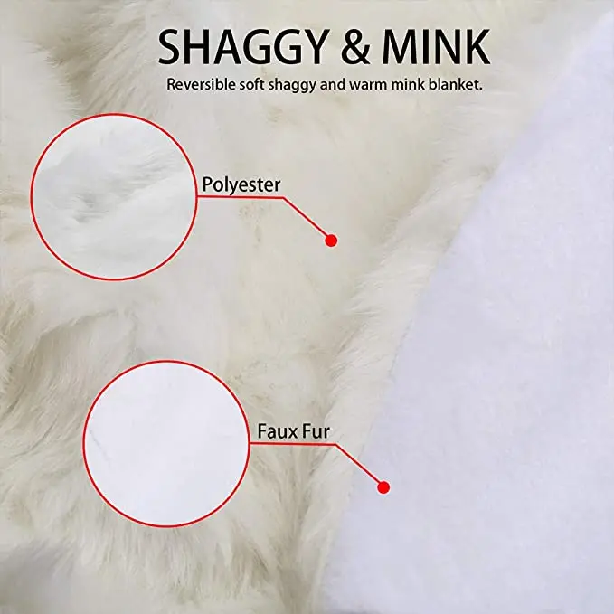 Plush Christmas tree skirt 48 inch large white artificial fur Christmas tree skirt