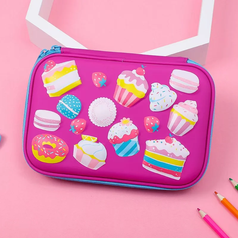 Factory Price Custom Design EVA Zipper Cartoon Design Printed Pattern Rectangular Pencil Bag Pencil Case