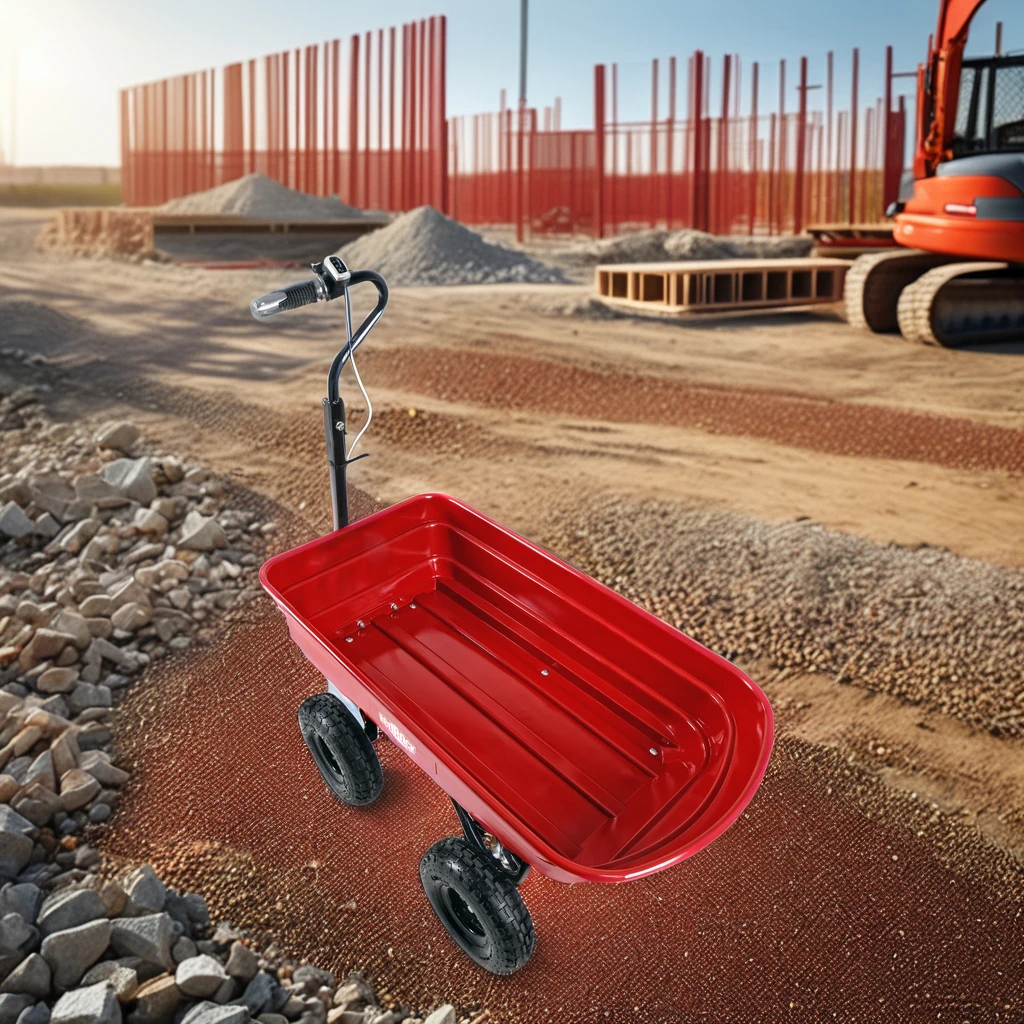Electric Garden Cart 120kg Load Capacity Four-Wheel Platform With OEM Support for Tools Plastic Frame 2.6 Cu.ft. Wheelbarrows