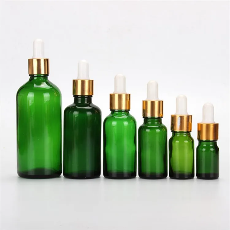 essential oil bottle 5ml 10ml  15ml 30ml 50ml 100ml green glass bottle with dropper