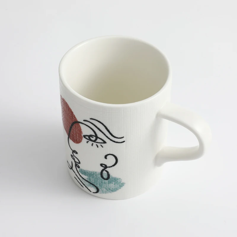 Tivray Custom Abstract Human Face Painting Pattern Creative Design Ceramic Coffee Mugs Factory Hot Sale Porcelain Tea Mugs