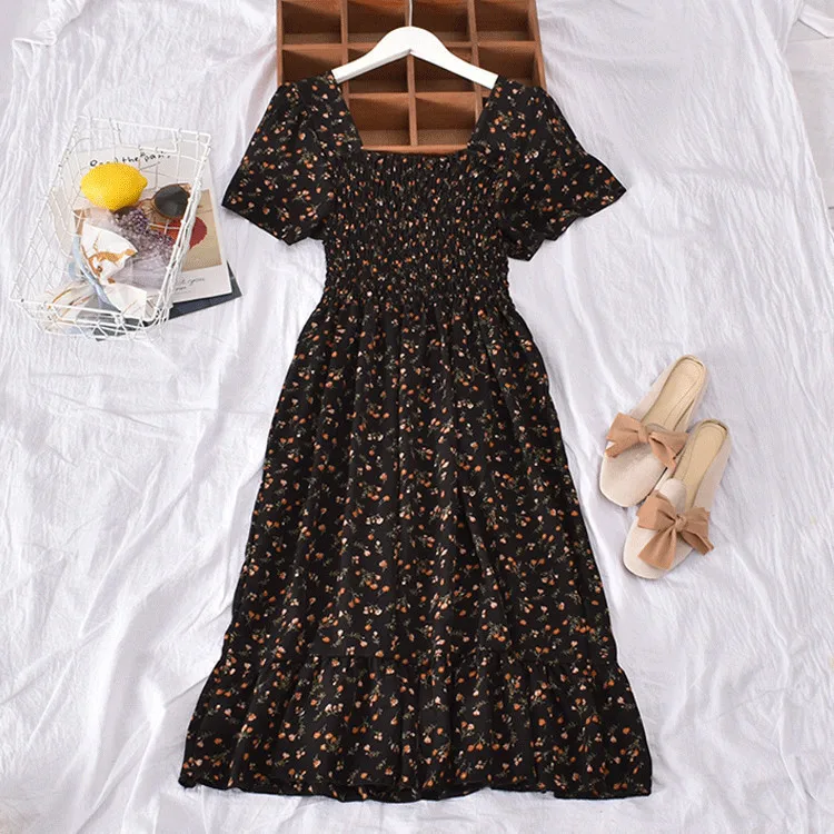 Цветочный принт эластичный Выпускной дешевый Повседневный Женский стильный OEM корсет платья повседневные длинное платье