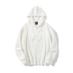 ODM/OEM wholesale high quality custom embroidery logo men oversized hoodie french terry plain zip up zip hoodie for man women