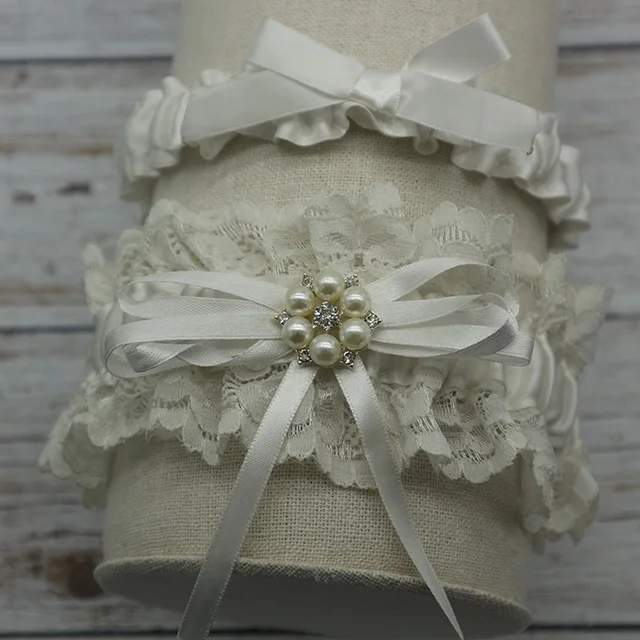 Cheap Very Simple White Satin Ribbon Elastic Wedding Garter Belt Bridal Leg garter Belt Handmade