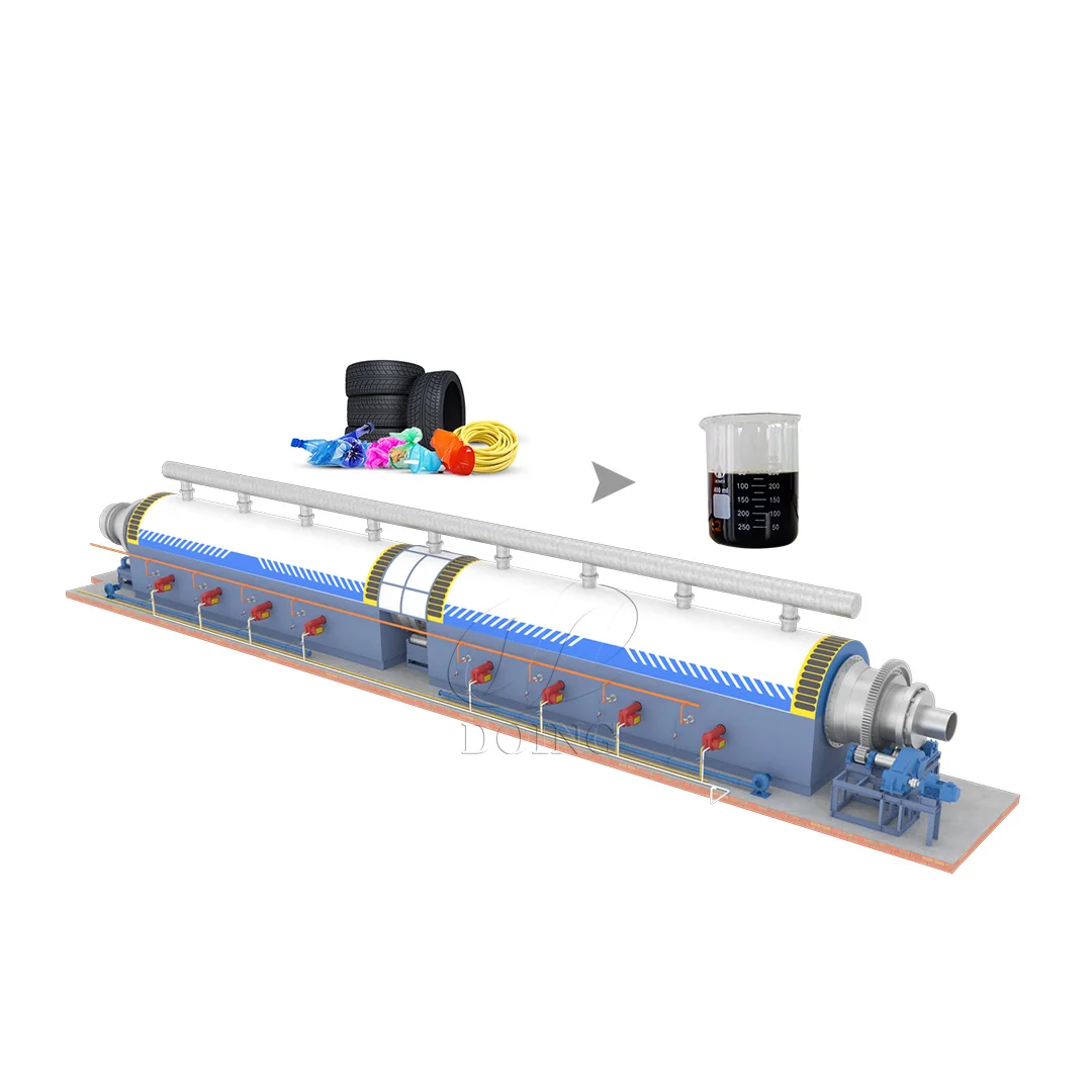 Large production line continuous pyrolysis machine Convert tire plastic to fuel oil recycling pyrolysis oven with high oil yield