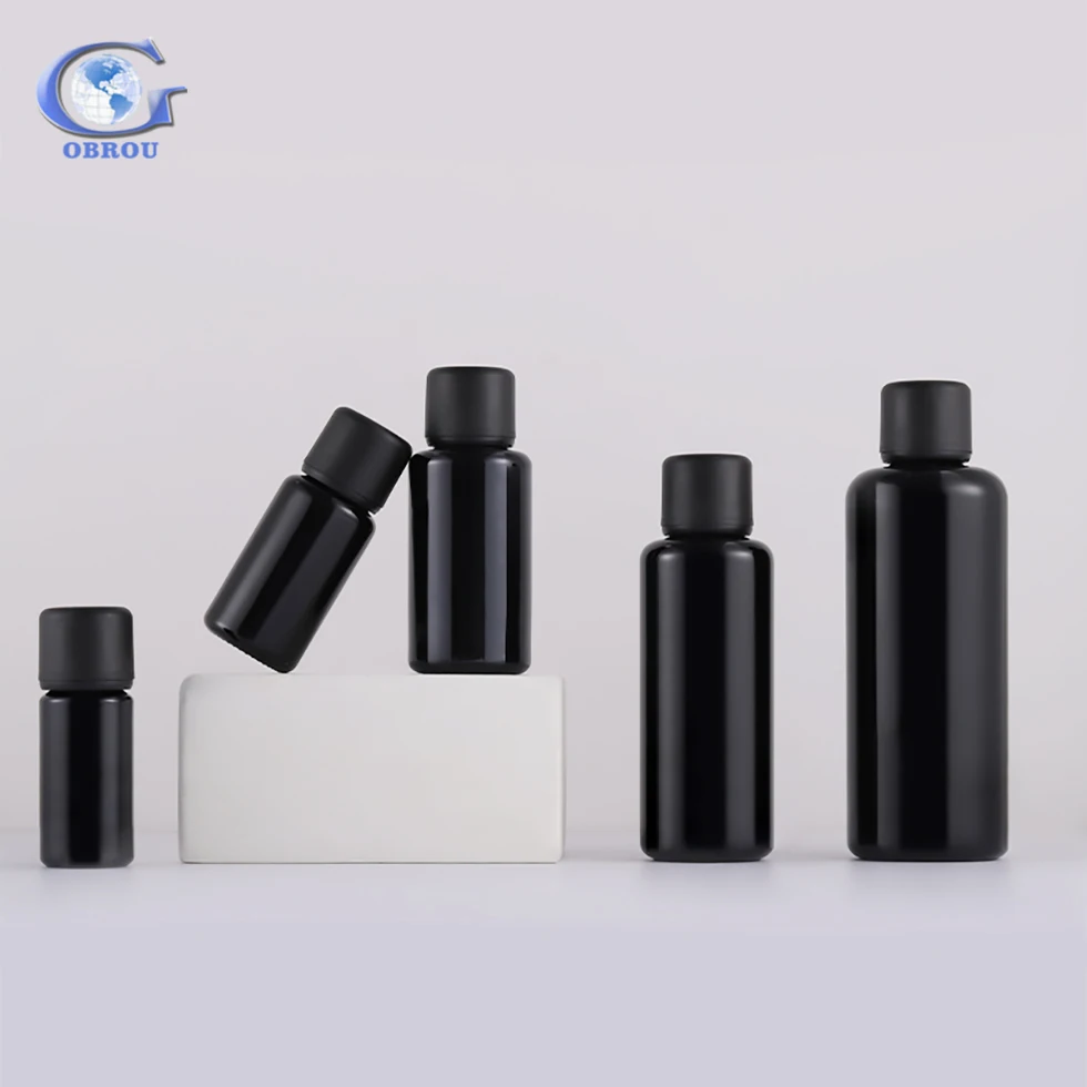 Trade Assurance cosmetic packaging 10ml 15ml 30ml 50ml 100ml black glass dropper bottle for serum essential oil