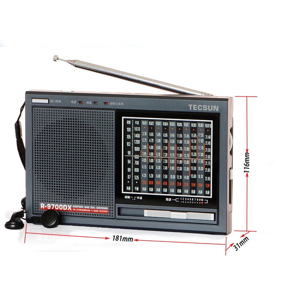 TECSUN R-9700DX радио оригинал Гарантия коротковолновый/мВт Высокая чувствительность Мир группа приемника с