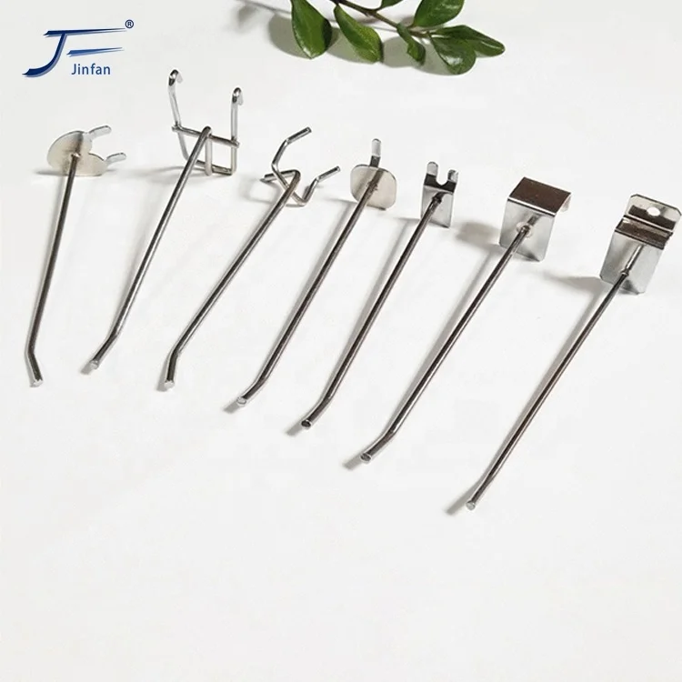 Wholesale Customized  steel wire chrome plated supermarket groove slot slat back panel board display hanger hook