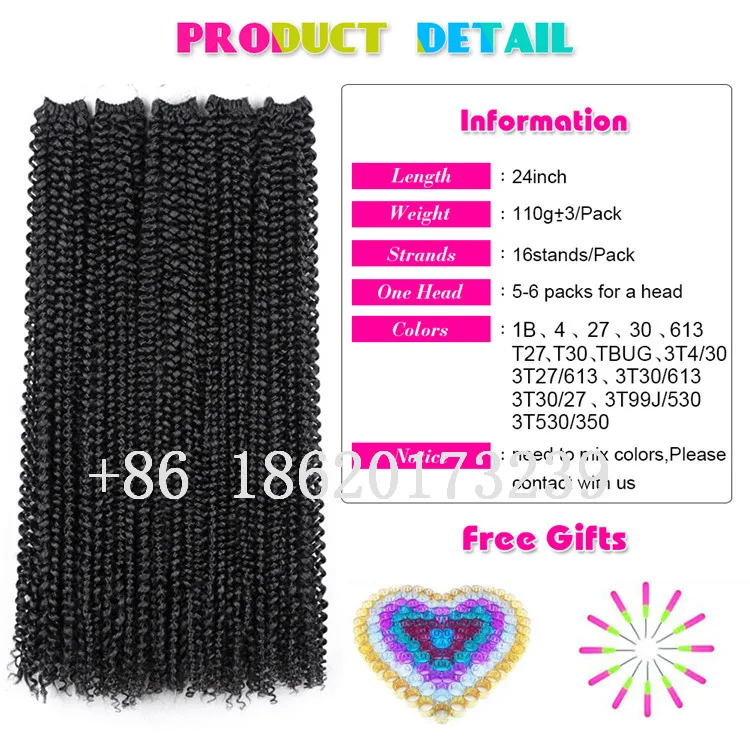18-24inch Passion Twist Crochet Braid Hair Extensions Water Wave Synthetic Braiding Hair Bohemia Hair
