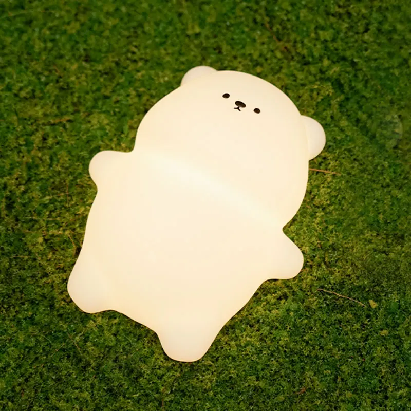 Bear Night Light LED Modern Design Cute Silicone Animal for Living Room with USB Rechargeable Battery 5V Emitted Colorful Switch