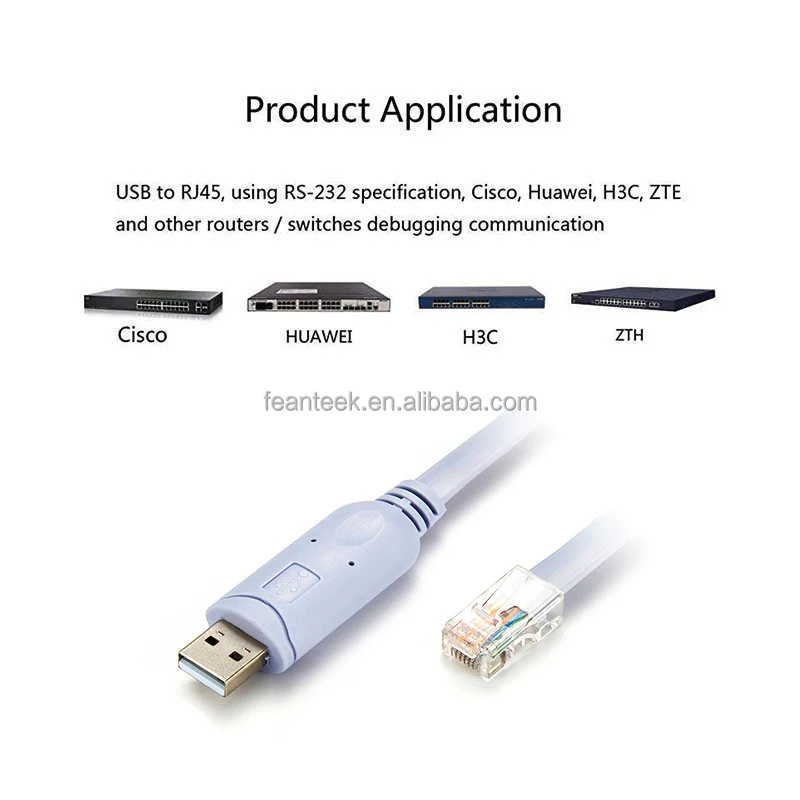 High Quality  USB Console Cable 6ft USB to RJ45 Cable Compatible with Router NETGEAR, Ubiquity, LINKSYS, TP-Link D-link,H3C