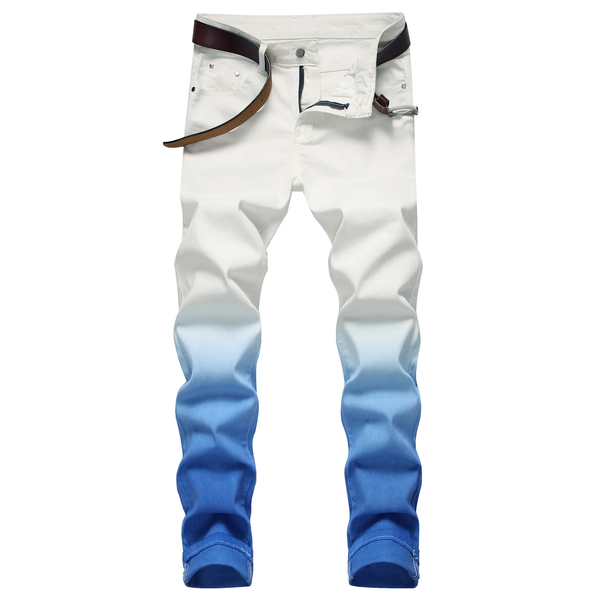 OEM original European and American high street personality fashion hanging dyed pink blue yellow stretch slim skinny jeans