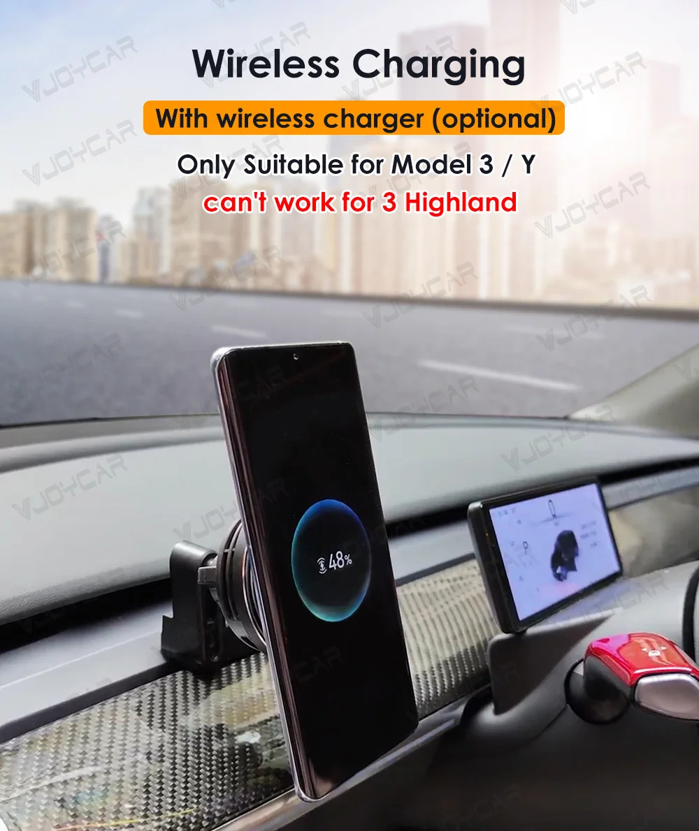 Vjoycar Dashboard Display 2.5inch Front Speedometer Wireless Charging For Tesla Model 3 Model Y Accessories 2023+