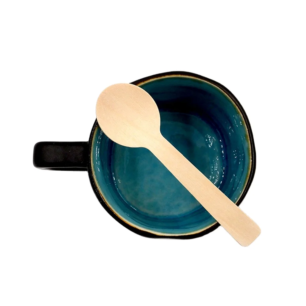 Biodegradable wooden small dessert / coffee spoon 100 mm biodegradable