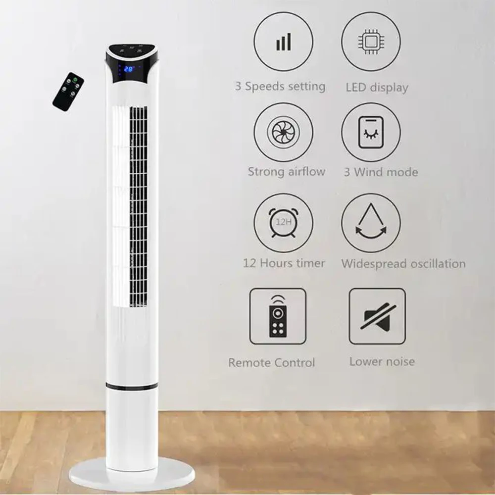 40 Inch Tower Fan  Quiet Oscillating Bladeless Fan with Remote 3 Speeds 3 Modes LED Display 12H Timer Floor Standing
