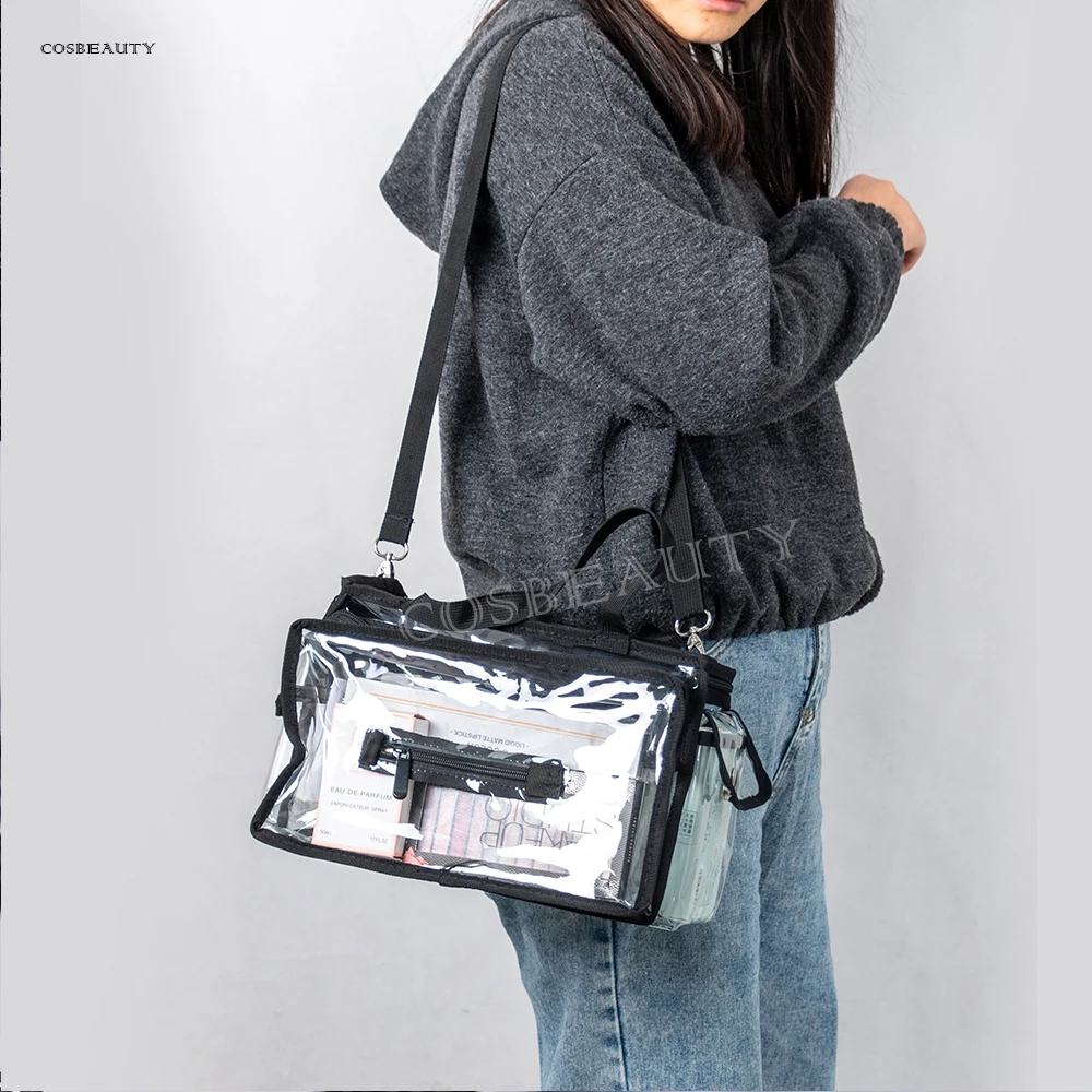 FAMA factory Promotional professional transparent PVC beach transparent bag holographic portable cosmetic beauty case