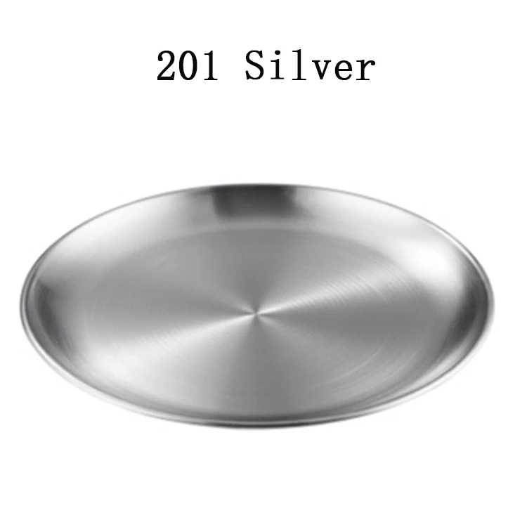 High Quality kitchen accessories Korean single-layer barbecue plate Silver Round Sauce Dishes Barbecue Dish