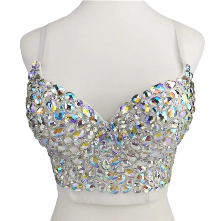 T874 New Fashion Summer Sleeveless Modern Piece Performance Wear Dance Cross Diamond Sexy Corsets and Bustiers
