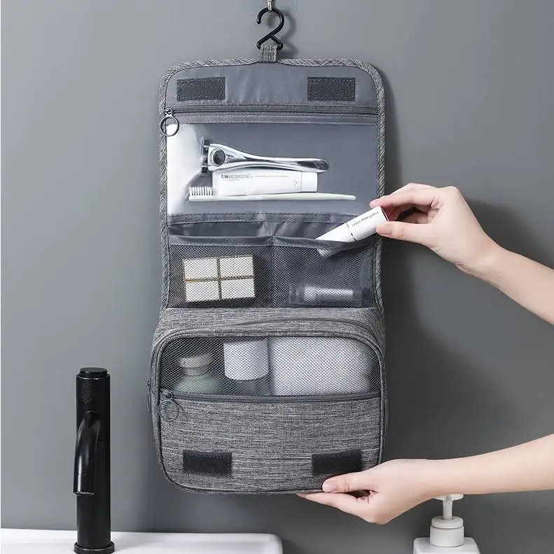 Large capacity waterproof portable bathroom hanging washbag cosmetic makeup storage mens travel toiletry bag with hook