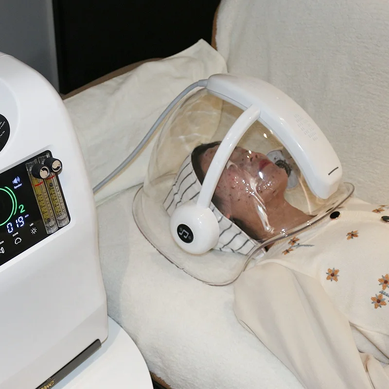 Olive Hyperbaric Oxygen Jet Therapy Facial Machine Maquinas Faciales LED Seven Color Lamp Mask Oxygen Facial Machine