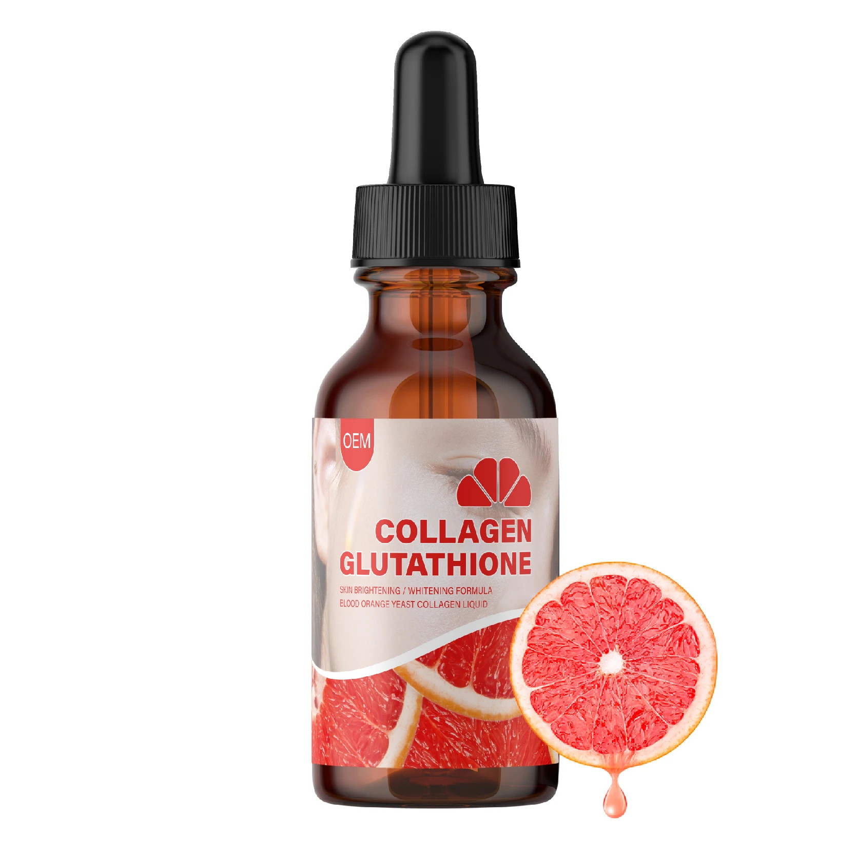 Customized brand blood orange yeast collagen liquid drop for skin beauty whitening