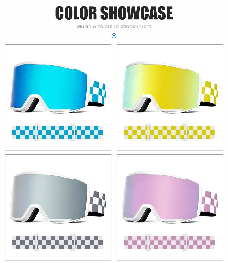 2024 New Ski Goggle HX052 Removable sponge Magnetic lens style OEM Custom logo Anti Fog snow googles Straps Magnetic lens