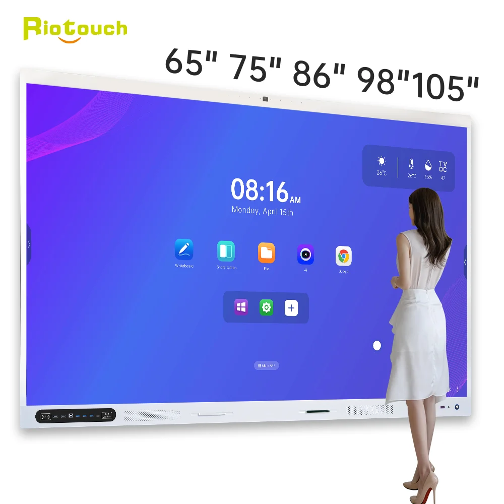 Premium Octa-Core 105 Inch Interactive Touch Display for Conference Meeting Large Format Touch Screen Office Boards 48MP Camera