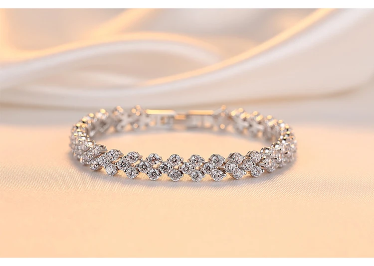 Firstmadam Shiny S925 Sterling Silver Bracelet High Quality Tennis Bracelet Women