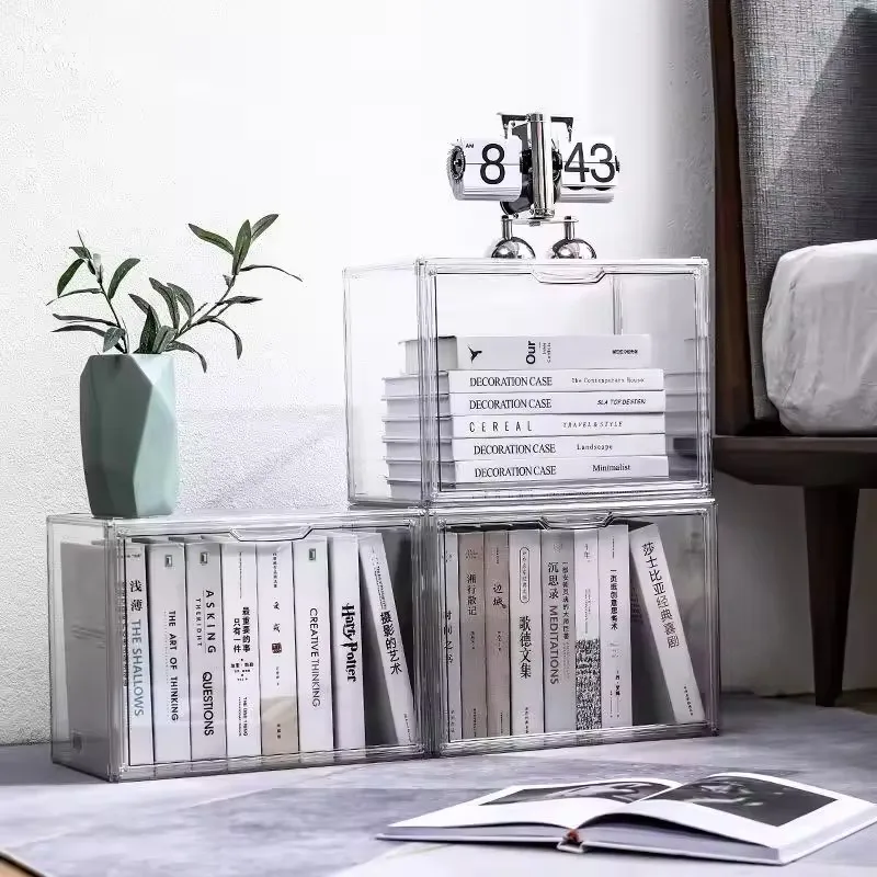 Custom logo Full magnetic stackable transparent sneaker storage Transparent Storage stackable bag case Hand box