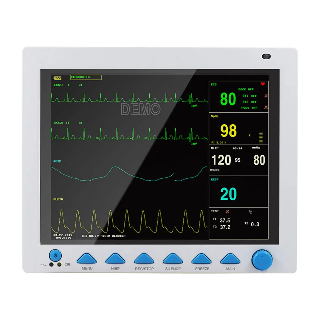 Portable Multiparameter 12.1 Inch LCD Multi-language 8 Channel Veterinary Pet Monitor