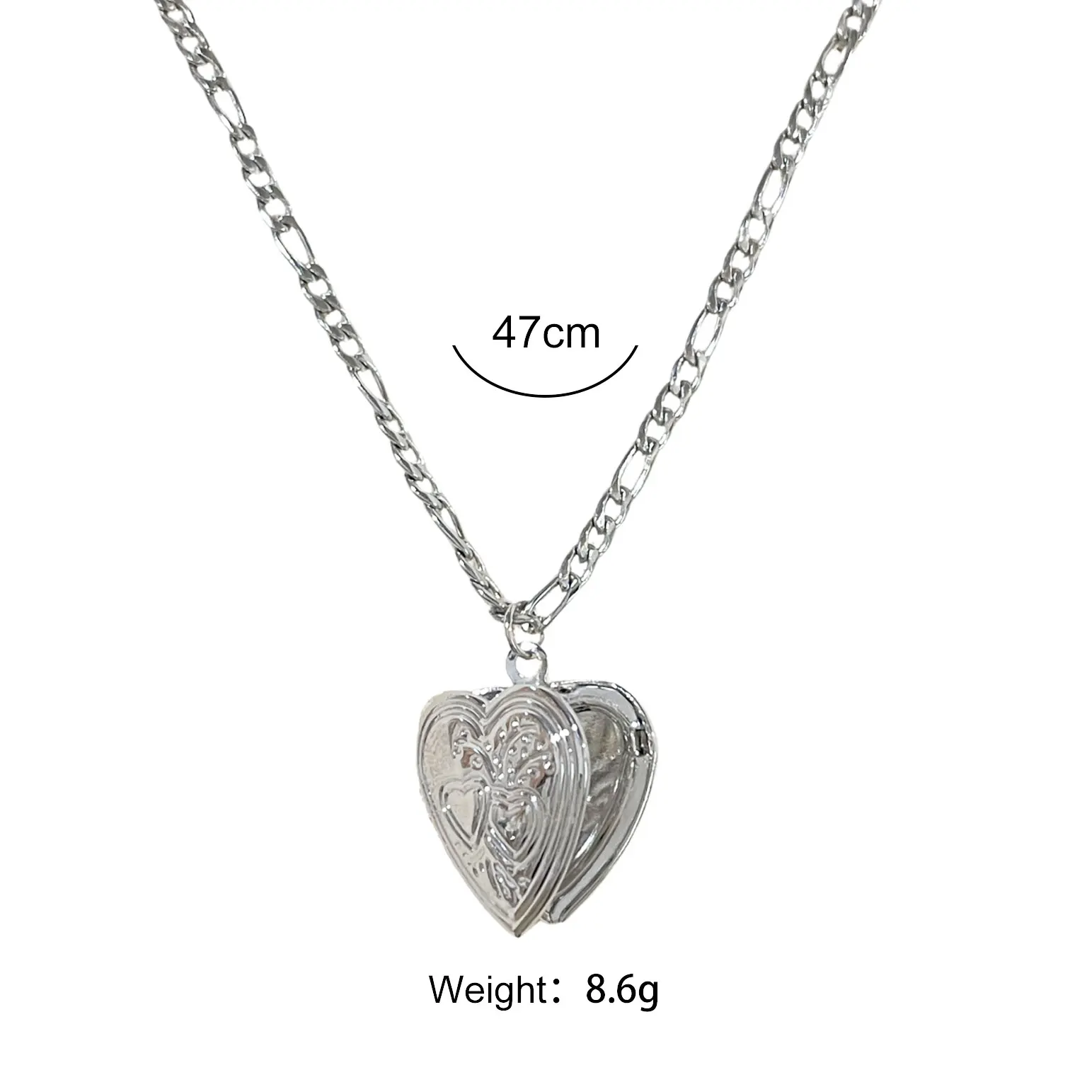 Love Heart Locket Charm Thick Chain Necklace Women Retro Stainless Steel 18K Gold Plated Engraved Photo Locket Pendant Jewellery