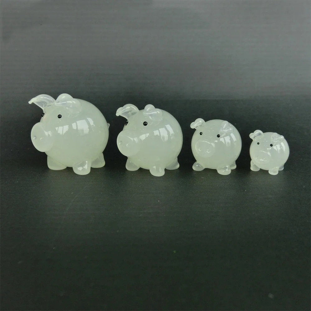 Lampwork miniature glass pig figurines