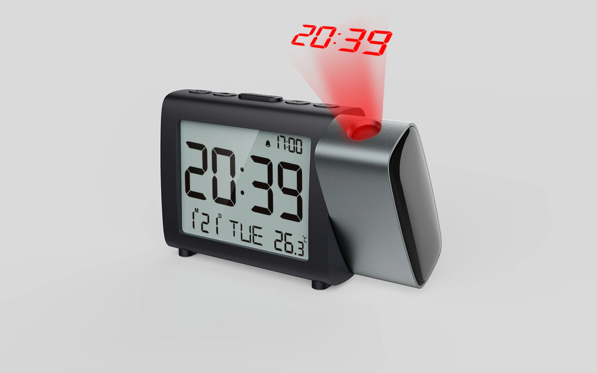 Adjustable Light with Power Adapter and USB Cable countdown Backup Alarm Clock Projector Alarm Clock