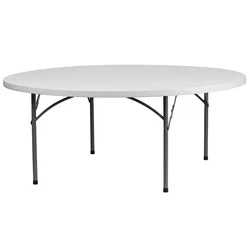 72 inch 6FT White Foldable Outdoor Dinning Party Banquet Wedding Event Plastic Folding Round Table for Sale