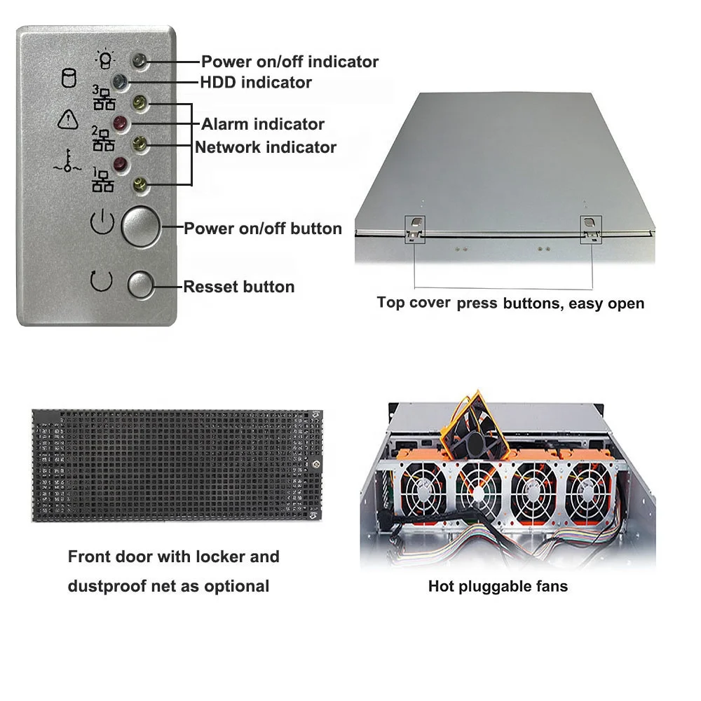 4U Rackmount Server case with 24+1 Hot-Swappable SATA/SAS Drive Bay, PCI Slots 11pcs