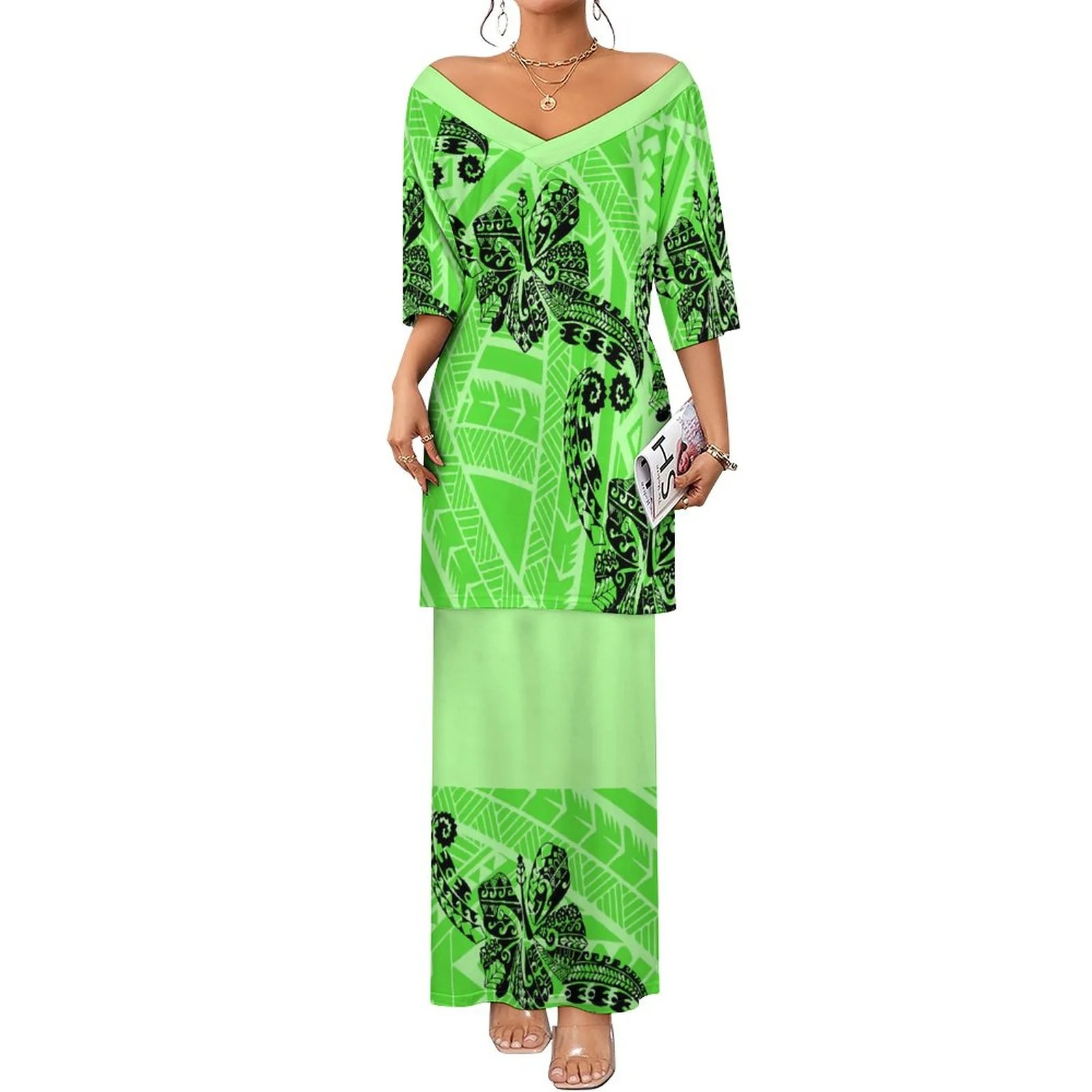 Wholesale Samoan Polynesian Traditional Tribal Print Ladies Casual Dresses Custom Dresses Women Sexy Fashion Girls Party Dresses