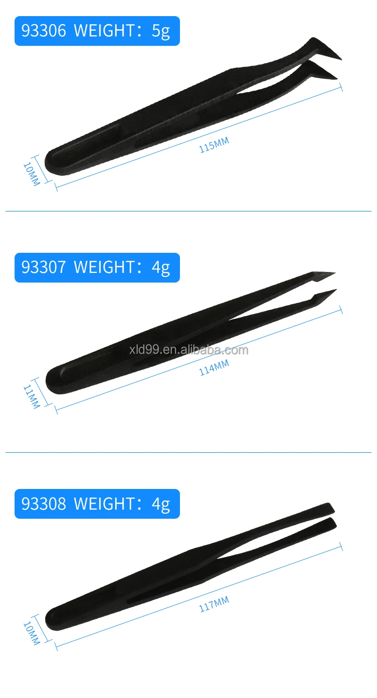 ESD Plastic Industrial Tweezers Anti Static Plastic Conductive Tweezers
