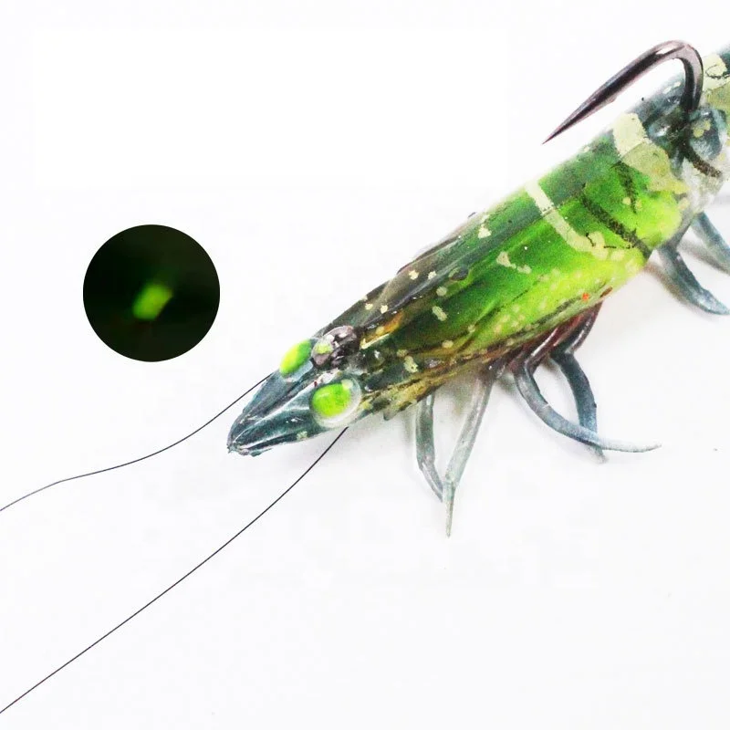 Tackle Bait Sea Fishing Lures Luminous Lead Shrimp Bait Soft Prawn Lure with Hook PVC Lake Trout Lures