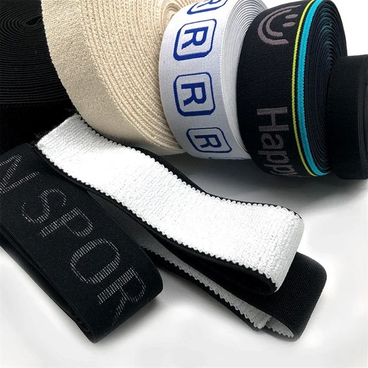 Custom Printed Brand Fashion Label Polyester Woven Knitted Jacquard Soft Elastic Band For Underwear Boxer Shorts Waistband Belt