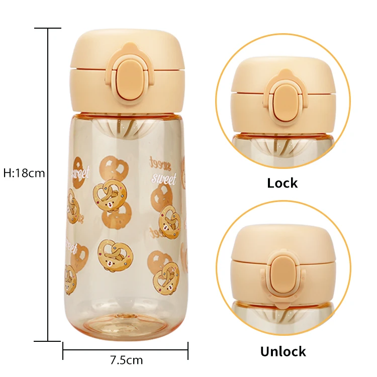 500ml/17OZ BPA Free cute plastic water bottle for men and women with strainer and rope for hiking and sports