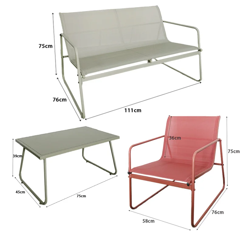 4 Pieces Modern Yard Outdoor Metal Furniture Set Dining Patio Chair Garden Furniture Set