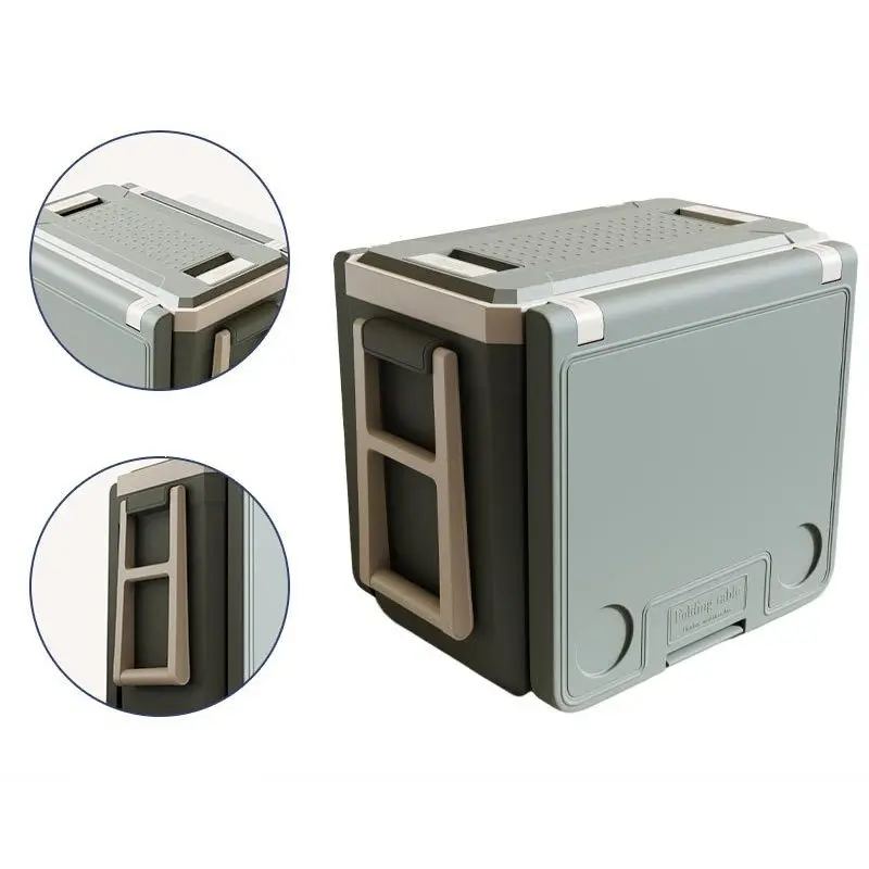 Plastic Insulated Outdoor Travel Cooler Box with Table and Chair Waterproof Camping Multifunction Cooler Box with Table