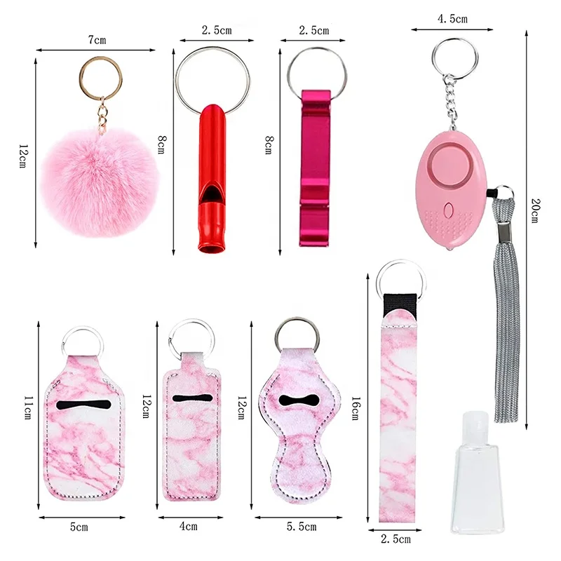 Factory Wholesale Price Outdoor Security Protection Keychain Set Self Defense Keychain Portable Mini Women Defense Keychain