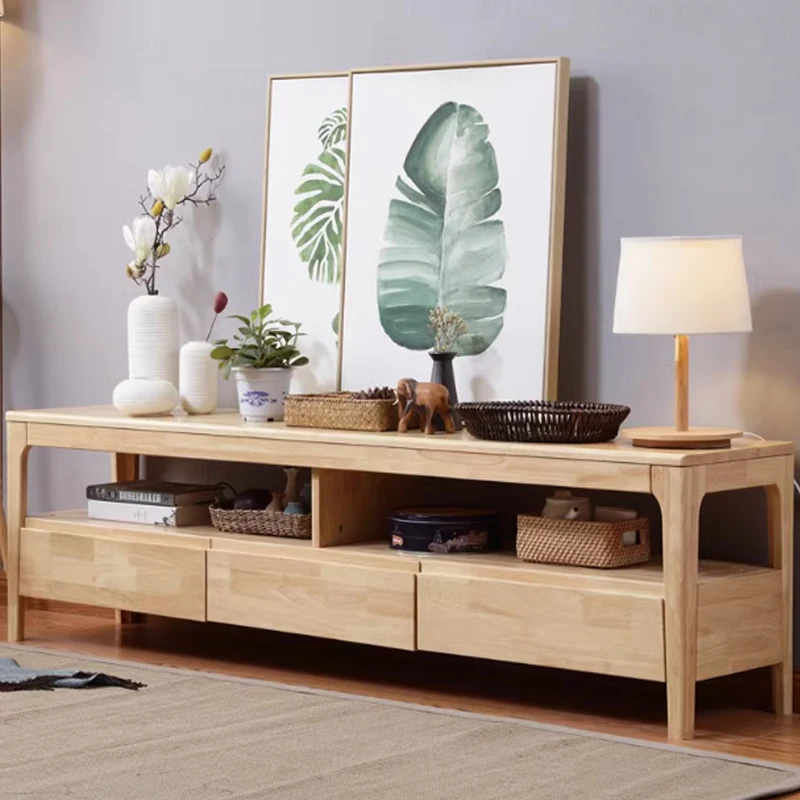 Solid Wood TV Cabinet Coffee Table Combination Modern Nordic Design for Small Large Apartments Direct Factory Sales for Home Use