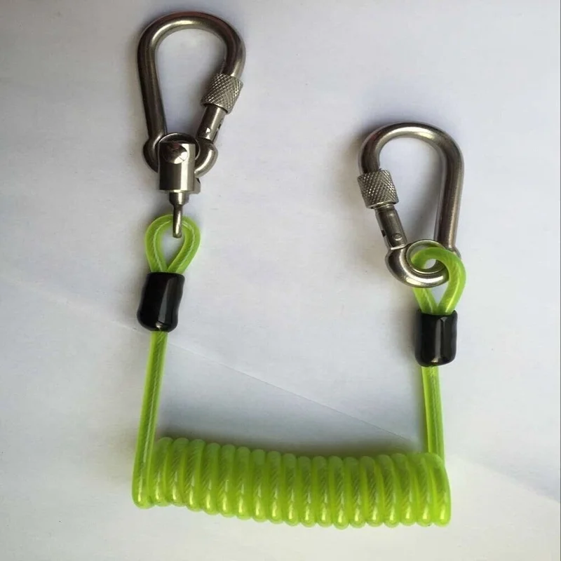 Retractable Safety Steel Wire Coiled Lanyard with Lock Carabiners
