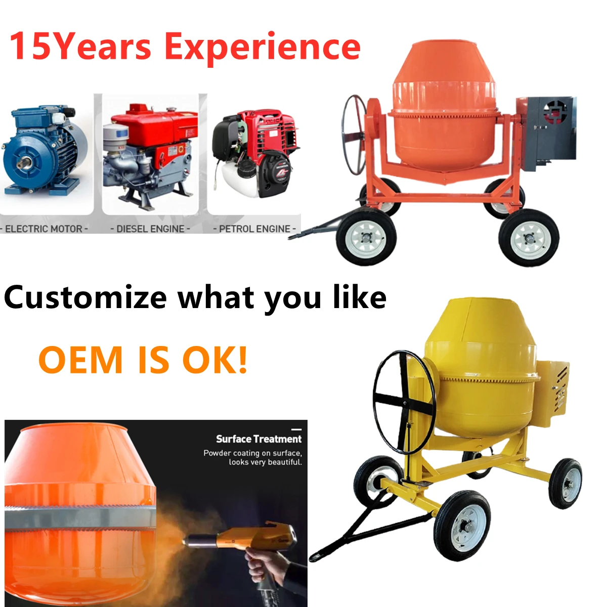 hot-selling mim concrete mixer on a trailers JQ 600L ATV small motor mobile 300L concrete cement mixer machine for Construction