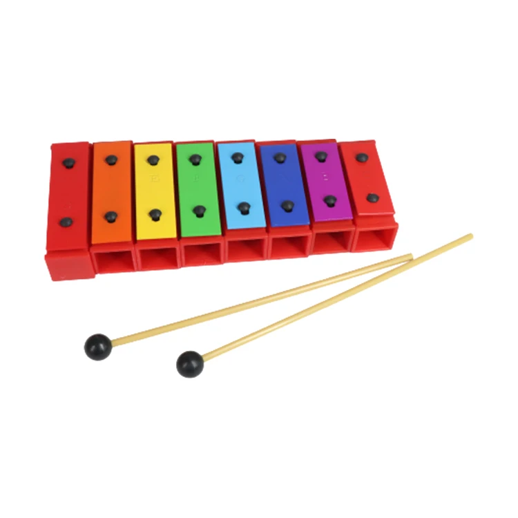 Wooden  Kids 8 Keys Xylophone Music Instrument Education Toys Wooden Hand Knock Piano Toys