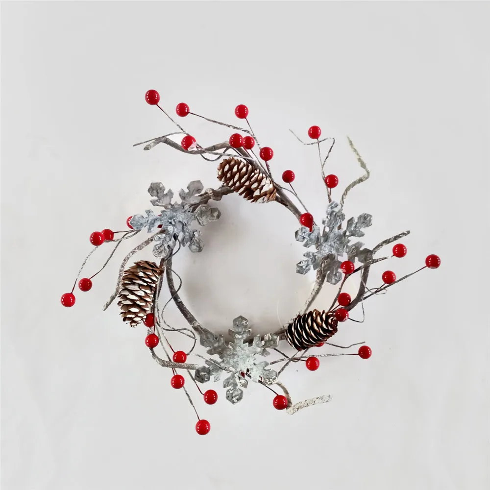 GY BSCI Handmade Artificial Red Berries Circle Ring Crafts Home Use Twigs Christmas Wreath