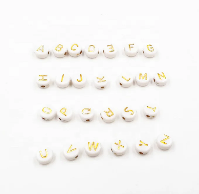 6*10MM Cute Gold Silver Black Colorful Round Oval English 26  Letter Beads for Custom DIY Craft Making Jewelry Islam Baby Pin